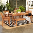 Pemberly Row 6-Piece Chevron Outdoor Patio Dining Set in Brown