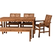 Pemberly Row 6-Piece Chevron Outdoor Patio Dining Set in Brown