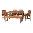 Pemberly Row 6-Piece Chevron Outdoor Patio Dining Set in Brown