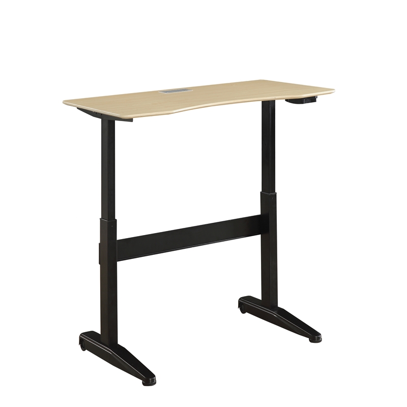 Pemberly Row Modern Metal Adjustable Long Standing Desk in Black