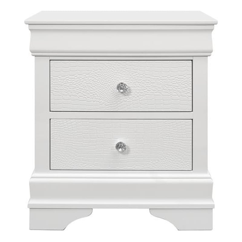 Pemberly Row Contemporary Solid Wood White 2-Drawer Nightstand