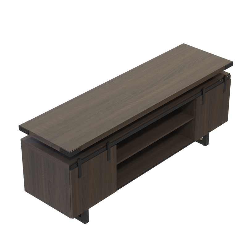 Pemberly Row Low Wall Cabinet Wood Doors in Southern Tobacco