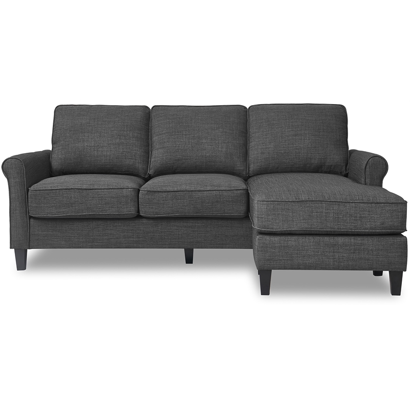 Pemberly Row Modern / Contemporary Roll Arm Sectional Dark Gray
