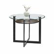 Pemberly Row Dark Gray Round Glass Counter Height Dining Table