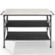 Pemberly Row Metal/Faux Marble Top Kitchen Island in Matte Black