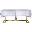 Pemberly Row Solid Wood Sideboard/Buffet in White Lacquer/Gold Finish