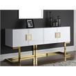 Pemberly Row Solid Wood Sideboard/Buffet in White Lacquer/Gold Finish