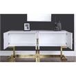 Pemberly Row Solid Wood Sideboard/Buffet in White Lacquer/Gold Finish