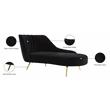 Pemberly Row Modern / Contemporary Black Finish Velvet Chaise