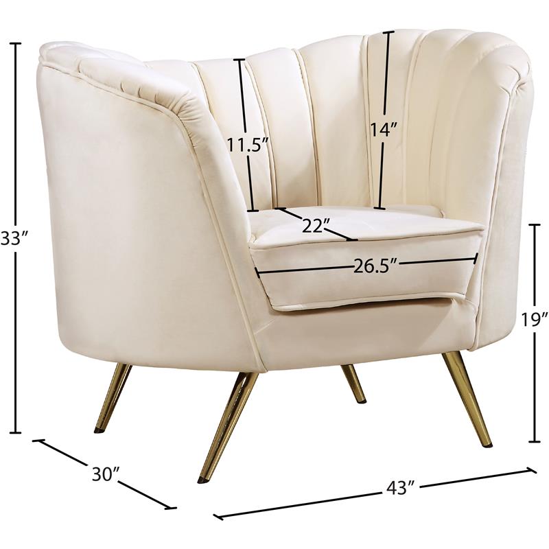 Pemberly Row Modern / Contemporary Cream Finish Velvet Chair