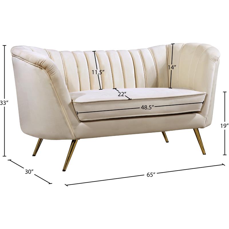 Pemberly Row Modern / Contemporary Cream Finish Velvet Loveseat