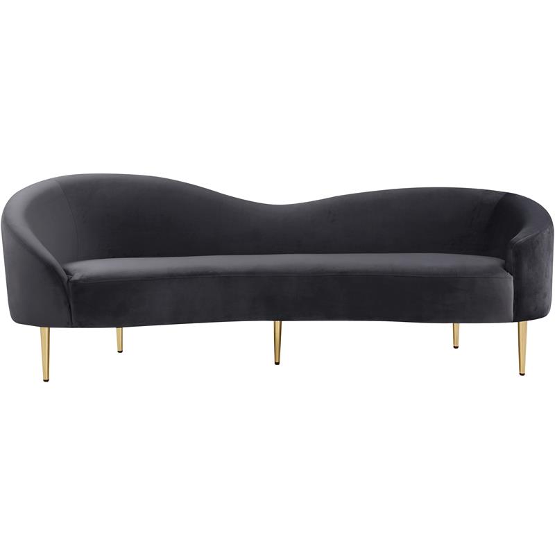 Pemberly Row Modern / Contemporary Velvet Sofa in Gray Finish Finish