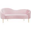 Pemberly Row Modern / Contemporary Velvet Loveseat in Pink Finish