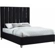 Pemberly Row Contemporary Solid Wood and Velvet King Bed in Black