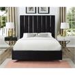 Pemberly Row Contemporary Solid Wood and Velvet King Bed in Black