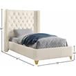 Pemberly Row Modern Solid Wood and Vegan Leather Twin Bed in White
