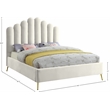 Pemberly Row Solid Wood and Tufted Velvet Queen Bed in Cream
