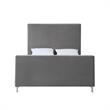 Pemberly Row Modern Velvet Upholstered Platform Queen Bed in Gray