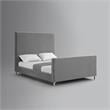 Pemberly Row Modern Velvet Upholstered Platform Queen Bed in Gray