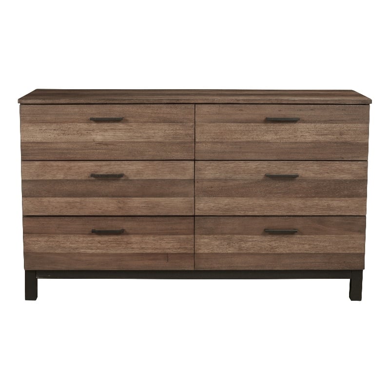Pemberly Row Contemporary Wood 6 Drawer Dresser in Rustic Pine
