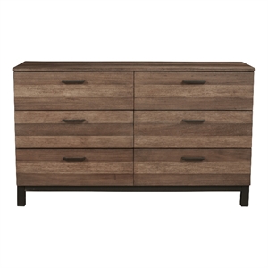 pemberly row contemporary wood 6 drawer dresser in rustic pine