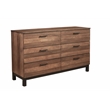 Pemberly Row Contemporary Wood 6 Drawer Dresser in Rustic Pine