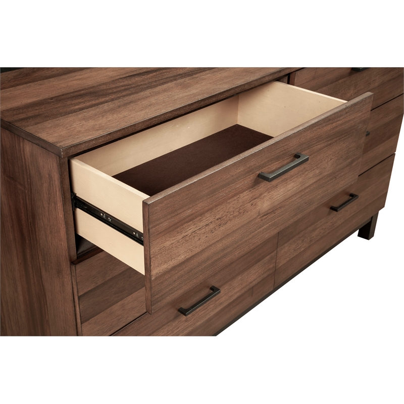 Pemberly Row Contemporary Wood 6 Drawer Dresser in Rustic Pine