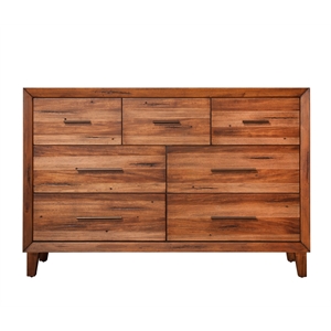 Pemberly Row Contemporary Wood 7 Drawer Dresser in Toffee (Brown)
