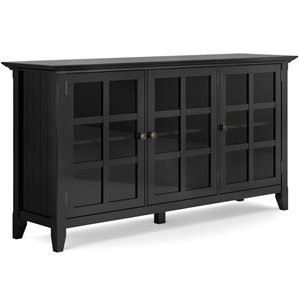 Pemberly Row Solid Wood 62 &quot Transitional Storage Cabinet in Black