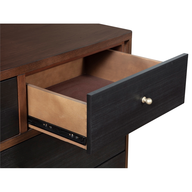 Pemberly Row Modern 7 Drawer Wood Dresser in Dark Walnut (Brown)