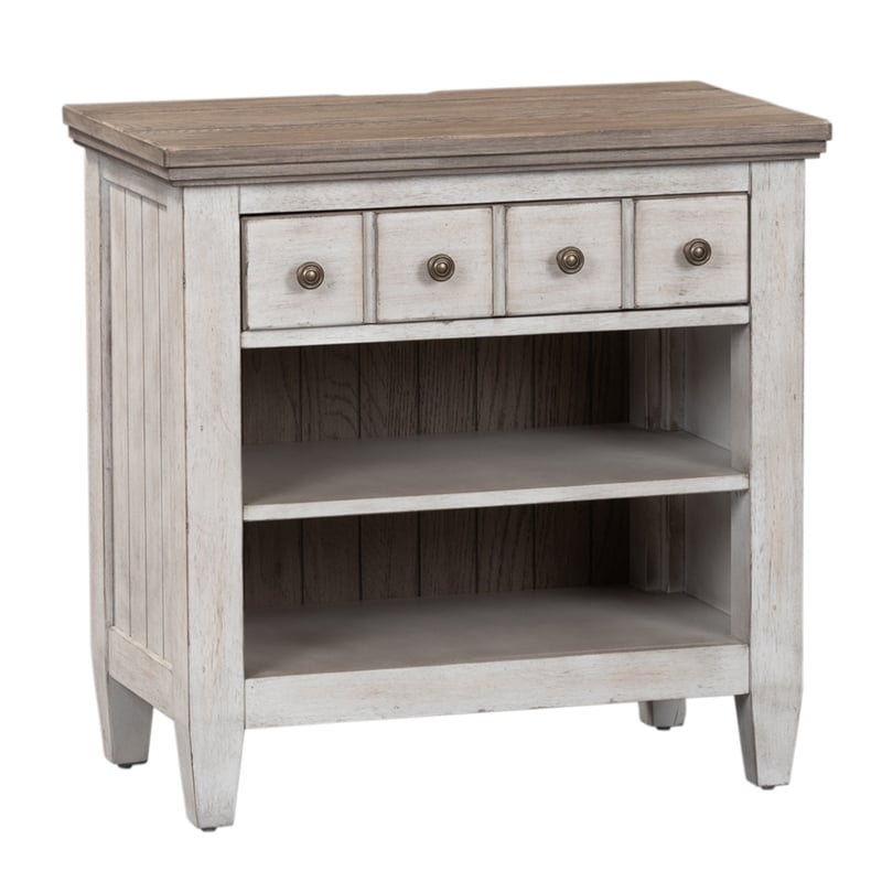 Pemberly Row Modern 1 Drawer Night Stand w/ Charging Station