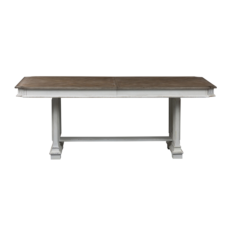 Pemberly Row Modern / Contemporary Trestle Table with Raised Panel Pedestals
