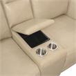 Pemberly Row Beige Sand Leather Power Reclining Console Loveseat