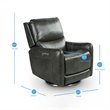 Pemberly Row Modern Swivel Charcoal Faux Leather Power Recliner