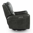Pemberly Row Modern Swivel Charcoal Faux Leather Power Recliner