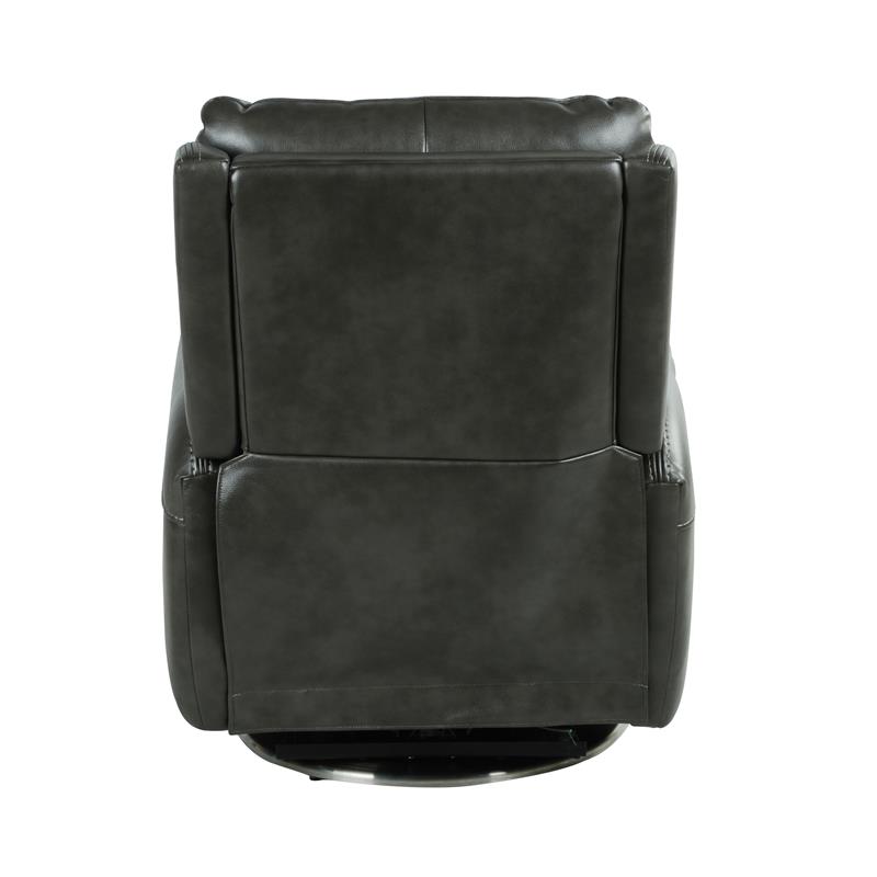 Pemberly Row Modern Swivel Charcoal Faux Leather Power Recliner