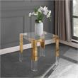 Pemberly Row Stainless Steel Squared Glass Top End Table in Gold
