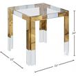 Pemberly Row Stainless Steel Squared Glass Top End Table in Gold