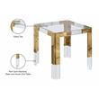 Pemberly Row Stainless Steel Squared Glass Top End Table in Gold