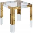 Pemberly Row Stainless Steel Squared Glass Top End Table in Gold