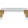 Pemberly Row Modern Rectangular Glass Top Coffee Table in Gold