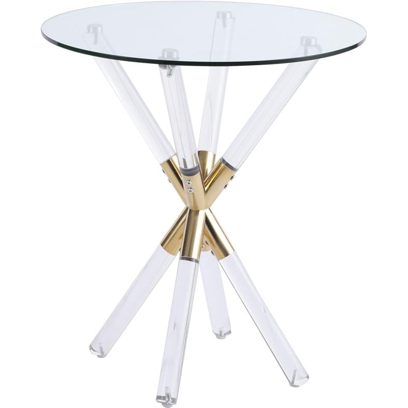 Pemberly Row Modern Acrylic and Gold Metal Glass Top End Table