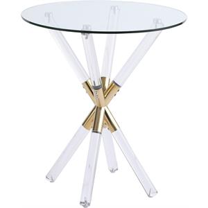 Pemberly Row Modern Acrylic and Gold Metal Glass Top End Table