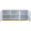 Pemberly Row Modern White Lacquer Sideboard Buffet with Gold Base