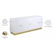 Pemberly Row Modern White Lacquer Sideboard Buffet with Gold Base