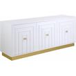 Pemberly Row Modern White Lacquer Sideboard Buffet with Gold Base