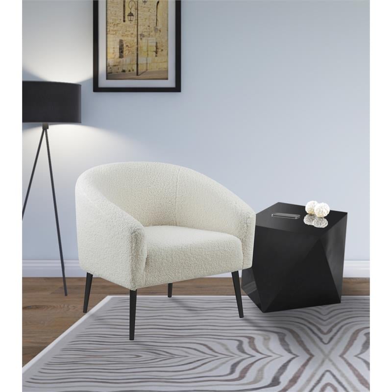 Pemberly Row Faux Sheepskin Fur Accent Chair with Matte Black Legs