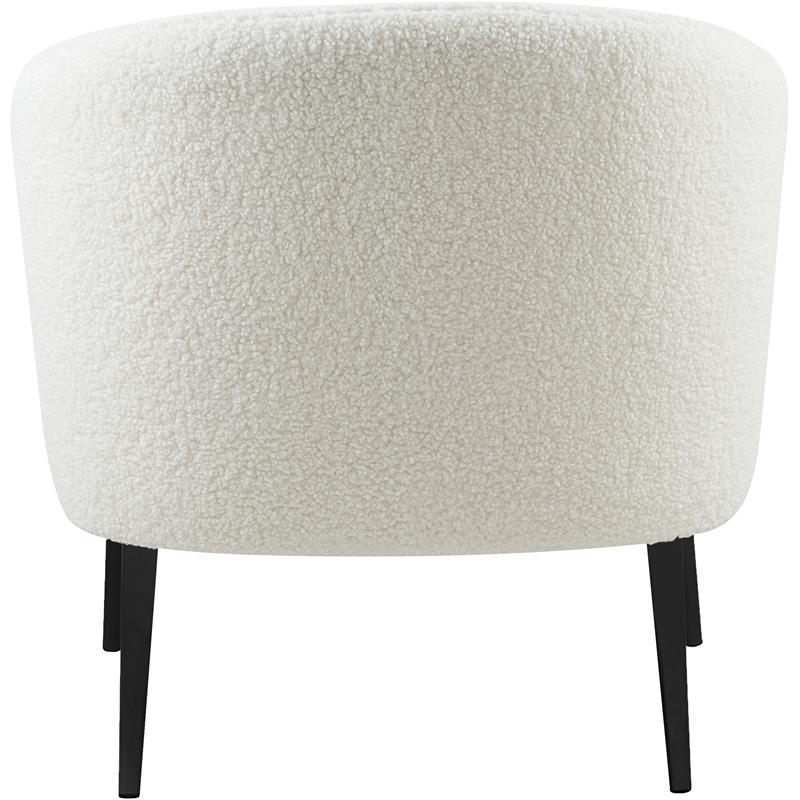 Pemberly Row Faux Sheepskin Fur Accent Chair with Matte Black Legs