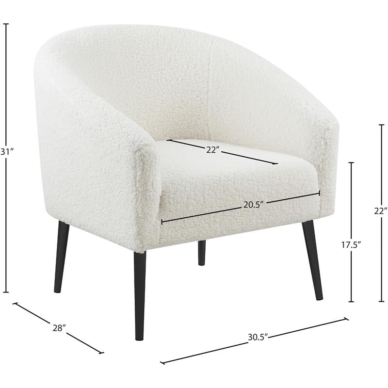 Pemberly Row Faux Sheepskin Fur Accent Chair with Matte Black Legs