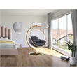 Pemberly Row Gray Fabric Acrylic and Metal Swing Bubble Accent Chair